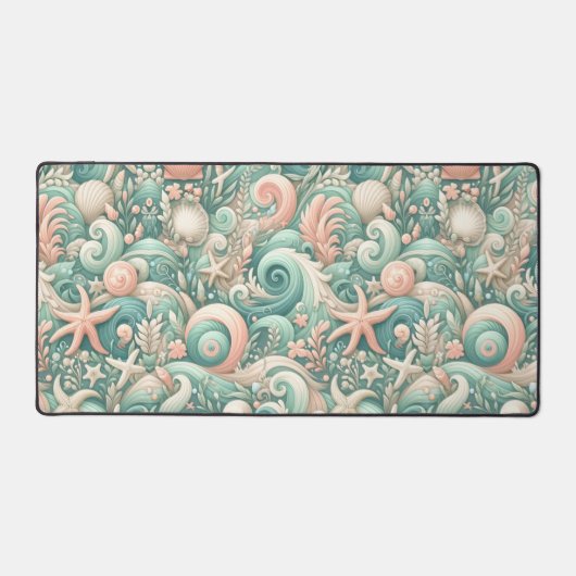 Serene zeekust wervelt: Pastel Ocean fluistert Bureaumat (Voorkant)