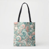 Serene zeekust wervelt: Pastel Ocean fluistert Tote Bag (Voorkant)