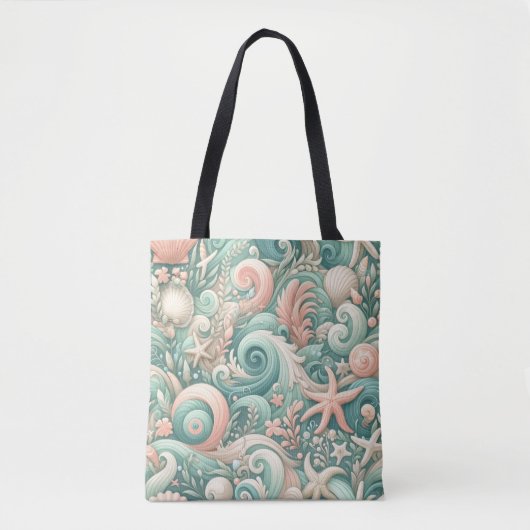 Serene zeekust wervelt: Pastel Ocean fluistert Tote Bag (Voorkant)