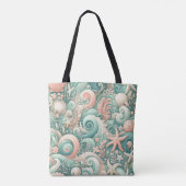 Serene zeekust wervelt: Pastel Ocean fluistert Tote Bag (Achterkant)