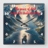 Serene Zeil: boot, water, bergen Vierkante Klok (Voorkant)