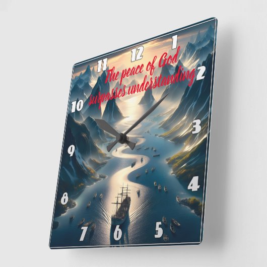 Serene Zeil: boot, water, bergen Vierkante Klok (Hoek)