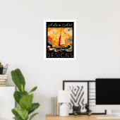 Serene zeilboot op zee Impasto kustkunst Poster (Thuiskantoor)