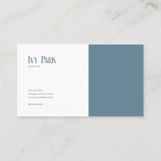 Serene Zen Garden Blauw en Goud Botanisch Visitekaartje (Achterkant)