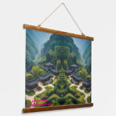 Serene Zen Garden Landscape Tapestry  Hangend Wandkleed (Gebogen)