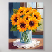 Serene Zonnebloemen | Gele Bloemige Waterverf Poster (Voorkant)