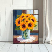 Serene Zonnebloemen | Gele Bloemige Waterverf Poster
