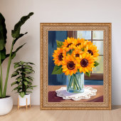 Serene Zonnebloemen | Gele Bloemige Waterverf Poster