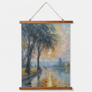 Serene Zonsondergang bij Water Impressionistische Hangend Wandkleed