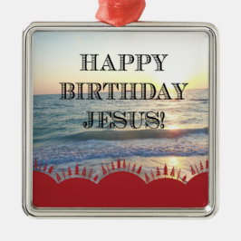 Serene zonsondergang boven de oceaan Gelukkige Ver Metalen Ornament