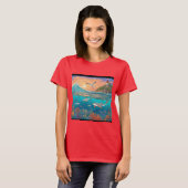 Serene zonsondergang boven de oceaan met stijgende t-shirt (Voorkant volledig)