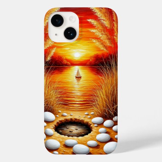 Serene Zonsondergang boven een Meer met Zeilboot Case-Mate iPhone Case (Achterkant)