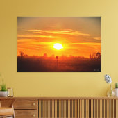 Serene Zonsondergang Boven Open Velden Canvas Afdruk (Insitu (Woonkamer))
