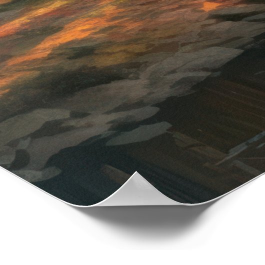 Serene zonsondergang in Herfst Japans Bos Fine Art Poster (Hoek)