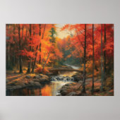 Serene zonsondergang in Herfst Japans Bos Fine Art Poster (Voorkant)