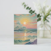 Serene zonsondergang op de golven briefkaart (Staand voorkant)