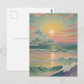 Serene zonsondergang op de golven briefkaart (Voorkant / Achterkant)