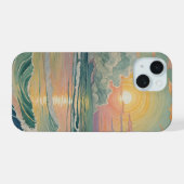 Serene Zonsondergang op de Golven iPhone 15 Case (Achterkant horizontaal)