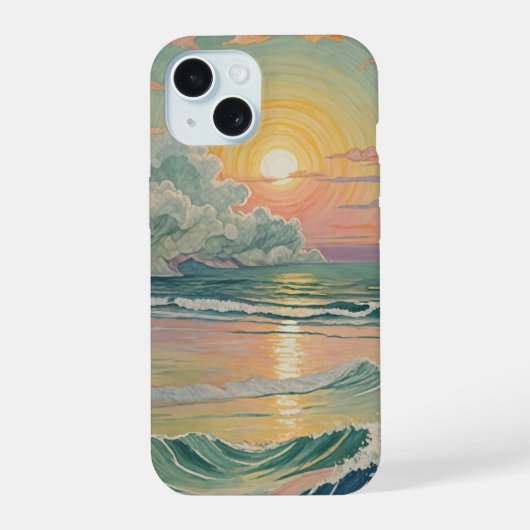 Serene Zonsondergang op de Golven iPhone 15 Case (Achterkant)