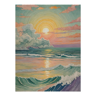 Serene zonsondergang op de golven perfect poster