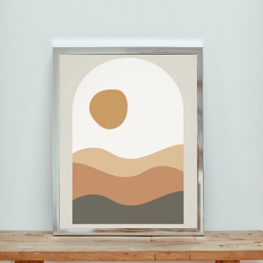 Serene zonsondergang over de bergen foto afdruk