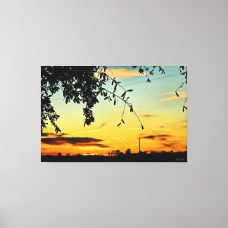 Serene Zonsondergang over het Platteland Canvas Afdruk