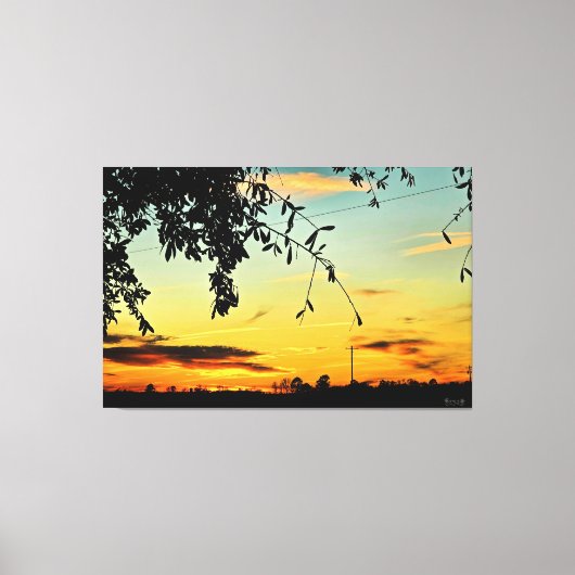 Serene Zonsondergang over het Platteland Canvas Afdruk (Voorkant)