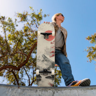 Serene Zonsondergang Over Mount Fuji Persoonlijk Skateboard