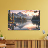 Serene zonsondergang over Mountain Lake Canvas Pri (Insitu (Woonkamer))