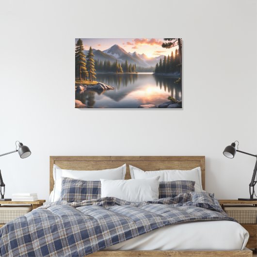 Serene zonsondergang over Mountain Lake Canvas Pri (Insitu (Slaapkamer))