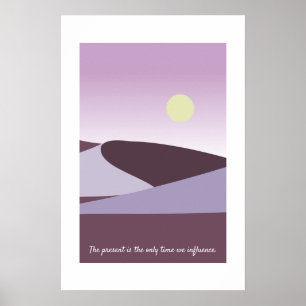 Serene Zonsondergang Over Woestijn Paarse Landscha Poster