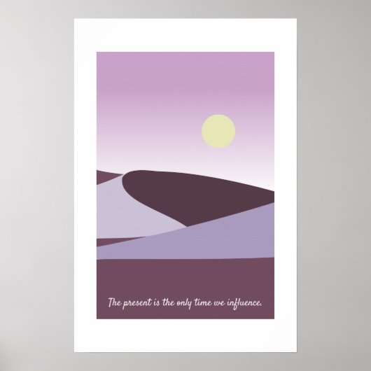 Serene Zonsondergang Over Woestijn Paarse Landscha Poster (Voorkant)