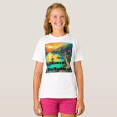 Serene Zonsondergang Reflectie T-shirt (Voorkant volledig)