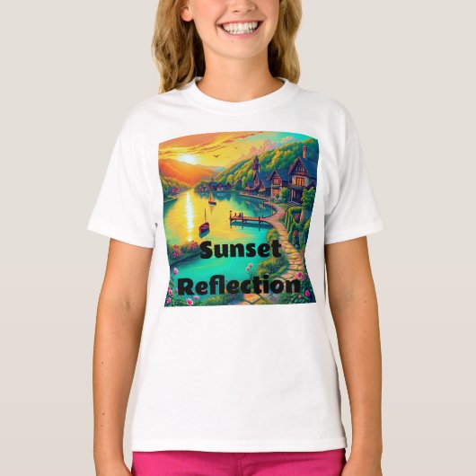 Serene Zonsondergang Reflectie T-shirt (Voorkant)