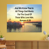 SERENE ZONSONDERGANG ROMEINEN 8:28 BIJBELVERS CANVAS AFDRUK (Insitu (Woonkamer))