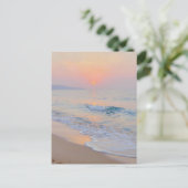 Serene Zonsondergang Strand Oceaan Gloed Briefkaart (Staand voorkant)