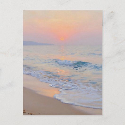 Serene Zonsondergang Strand Oceaan Gloed Briefkaart (Voorkant)