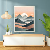 Serene zonsopgang boven de mistige bergen poster