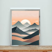 Serene zonsopgang boven de mistige bergen poster