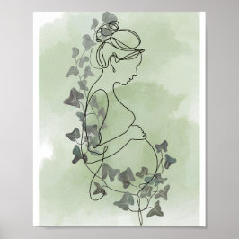 Serene zwangerschapsilhouette met klimop salie wat poster