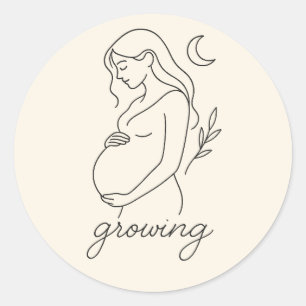 Serene zwangerschapslijn kunst minimalistische Sti Ronde Sticker