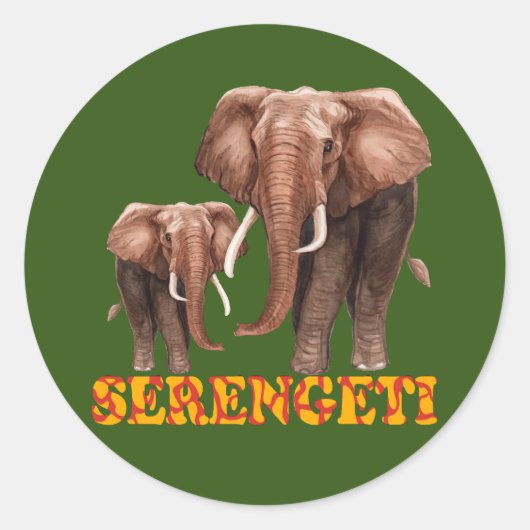 Serengeti Elephant Ronde Sticker (Voorkant)