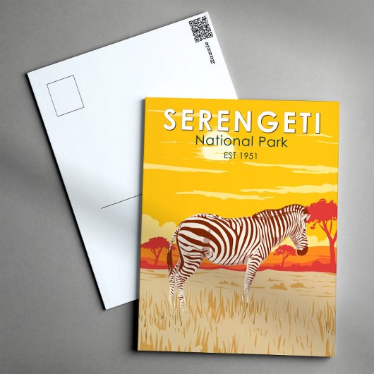 Serengeti National Park Zebra Travel Art Vintage Briefkaart