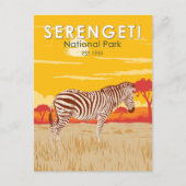 Serengeti National Park Zebra Travel Art Vintage Briefkaart (Voorkant)