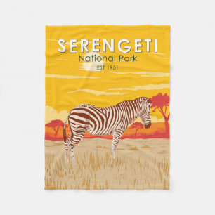 Serengeti National Park Zebra Travel Art Vintage Fleece Deken