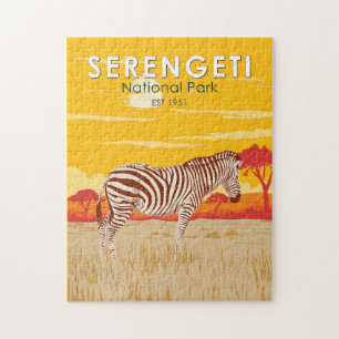 Serengeti National Park Zebra Travel Art Vintage Legpuzzel