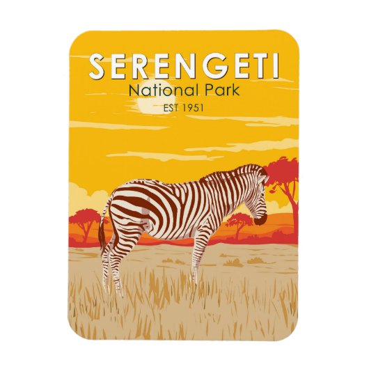 Serengeti National Park Zebra Travel Art Vintage Magneet (Verticaal)