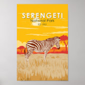 Serengeti National Park Zebra Travel Art Vintage Poster (Voorkant)