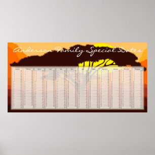 Serengeti Paraplu Dutch Verjaardagskalender Poster