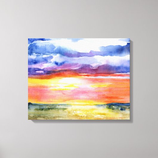 Serengeti Plains, Afrika, Waterverf, Wall Art Canvas Afdruk (Voorkant)